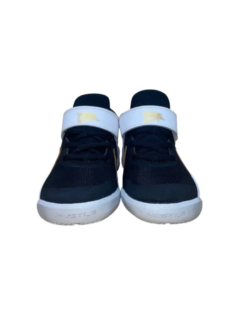 Nike Kids Black Mesh Gold White Accents Team Hustle D 10 Sneakers Size 11C